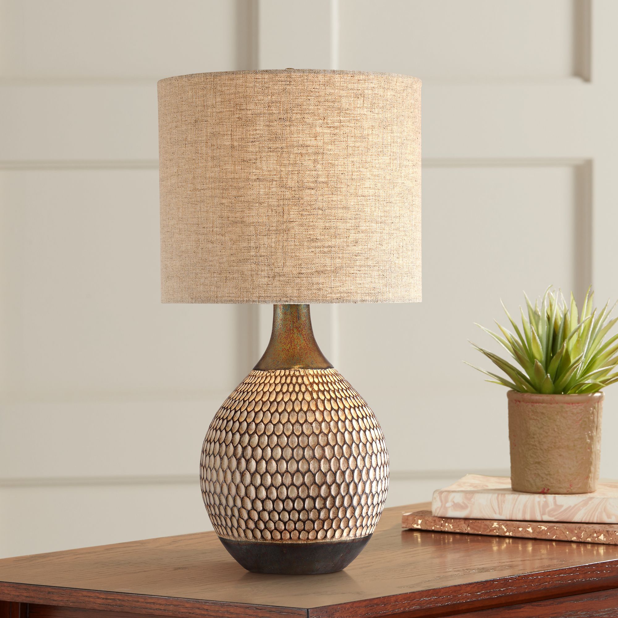 Watch A Video About the 360 Lighting Emma Textured Ceramic Mid Century Table Lamp