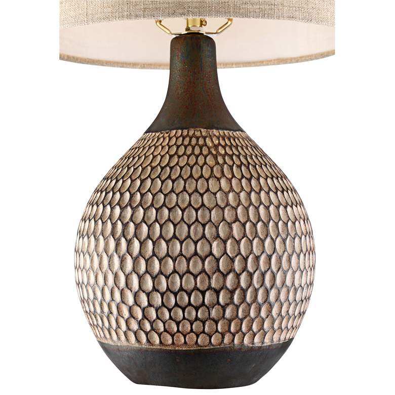 Image 5 360 Lighting Emma 21" Brown Ceramic Table Lamp with USB Dimmer more views