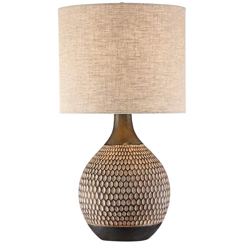 Image 2 360 Lighting Emma 21 inch High Textured Ceramic Mid-Century Table Lamp