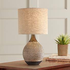 Image2 of 360 Lighting Emma 21" High Textured Ceramic Mid-Century Table Lamp