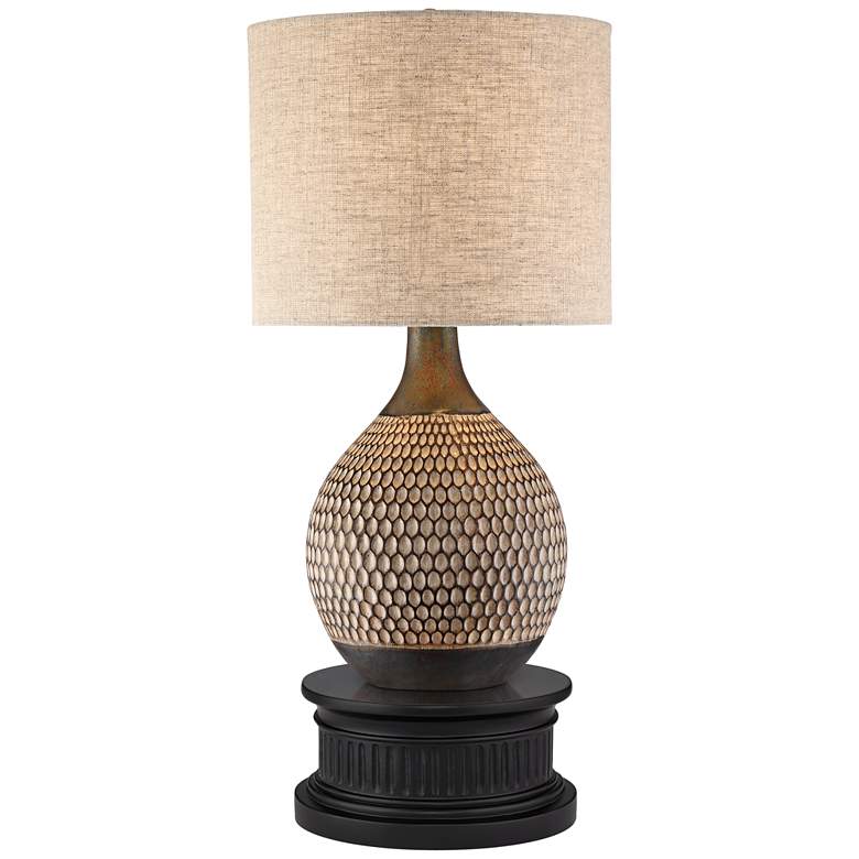 Image 1 360 Lighting Emma 25 1/4 inch Ceramic Table Lamp with Black Round Riser