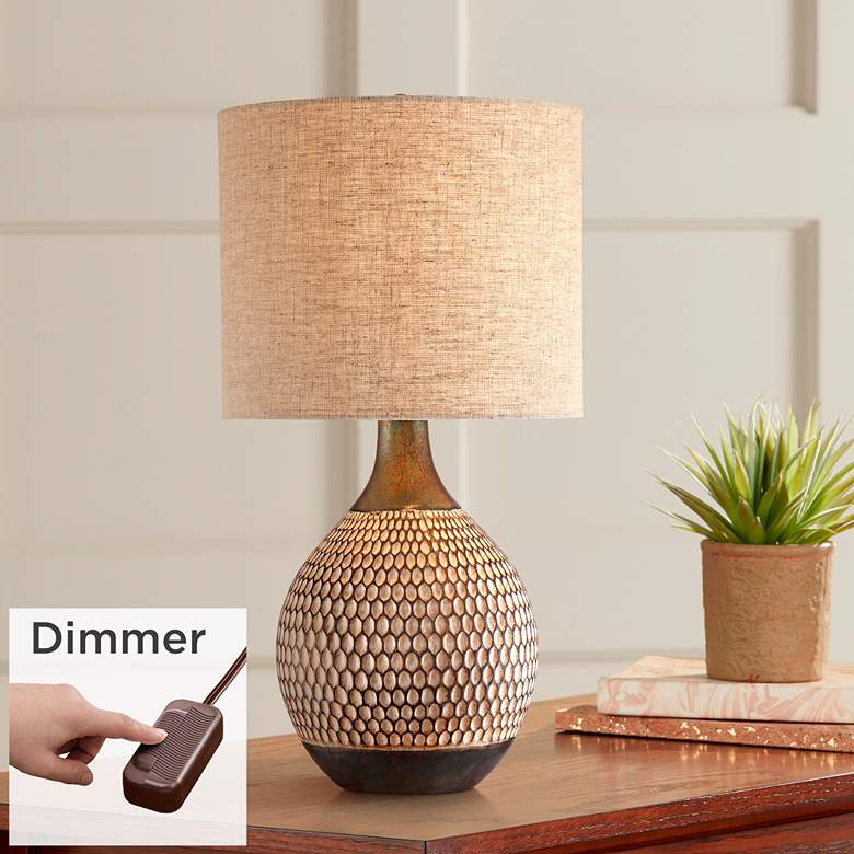 Image 1 360 Lighting Emma Brown Ceramic Mid-Century Lamp with Table Top Dimmer