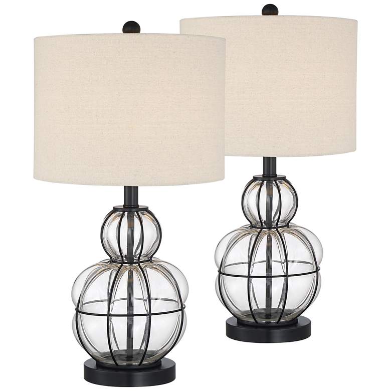 Image 2 360 Lighting Eric 24" High Blown Glass Gourd Table Lamps Set of 2