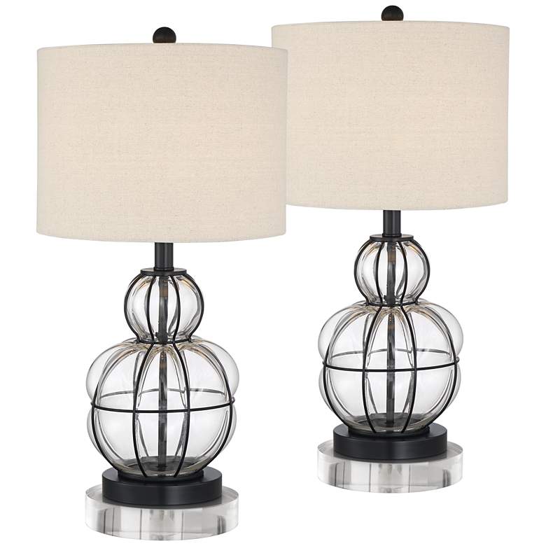 Image 1 360 Lighting Eric 25 1/2" Blown Glass Gourd Lamps with Acrylic Risers