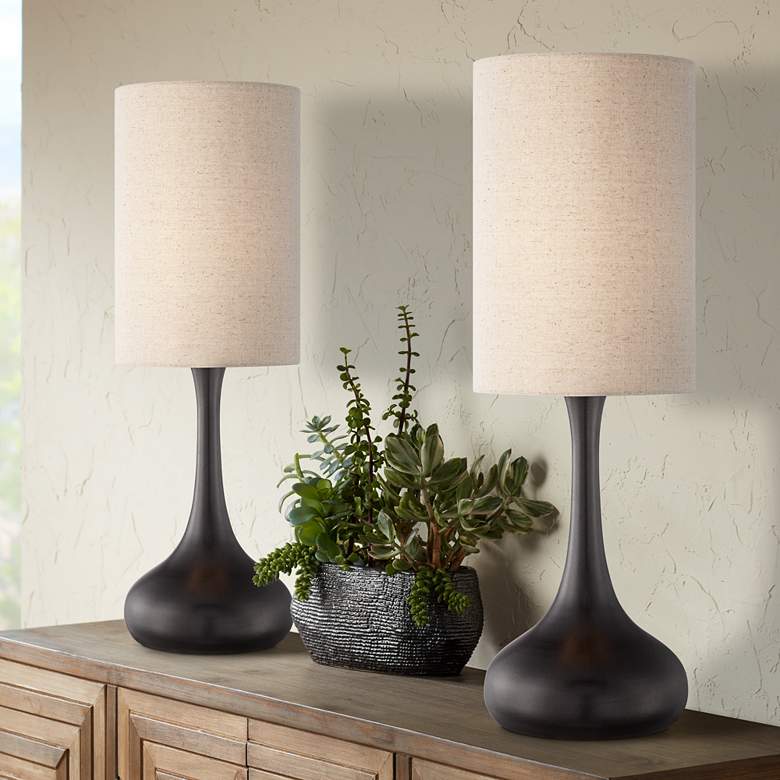 Image 1 360 Lighting Espresso Bronze 24 1/2" Droplet Table Lamps Set of 2