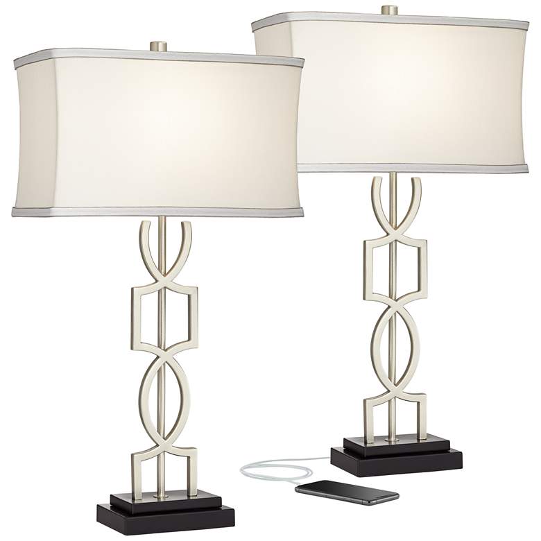 Image 2 360 Lighting Evan 28 1/2" High Metal USB Lamps Set of 2 with Dimmers