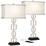 360 Lighting Evan 28 1/2" High Metal USB Lamps Set of 2 with Dimmers