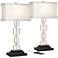 360 Lighting Evan 28 1/2" Modern USB Lamps Set of 2 with Marble Risers