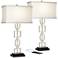 360 Lighting Evan 28 1/2" Nickel Modern Luxe USB Lamps Set of 2