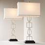 2_360 Lighting Evan 28 1/2" Nickel Modern Luxe USB Lamps Set of 2