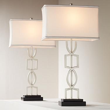 360 Lighting Evan 28 1/2" Nickel Modern Luxe USB Lamps Set of 2