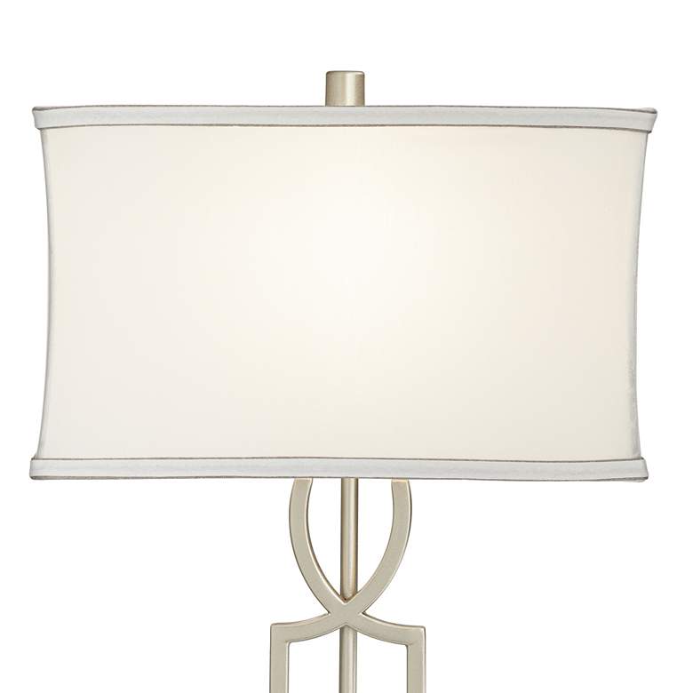 Image 3 360 Lighting Evan Brushed Nickel Lamps with White Marble Risers Set of 2 more views