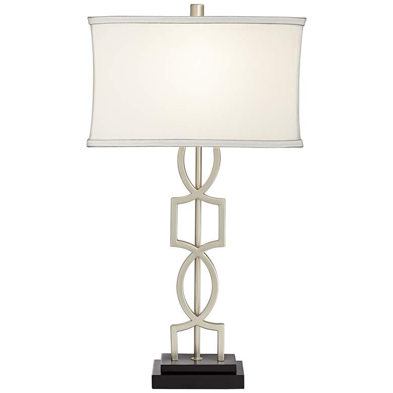 Image 7 360 Lighting Evan Brushed Nickel Lamps with White Marble Risers Set of 2 more views