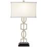 360 Lighting Evan Brushed Nickel Lamps with White Marble Risers Set of 2
