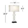 360 Lighting Evan Brushed Nickel USB Lamps with Acrylic Risers Set of 2