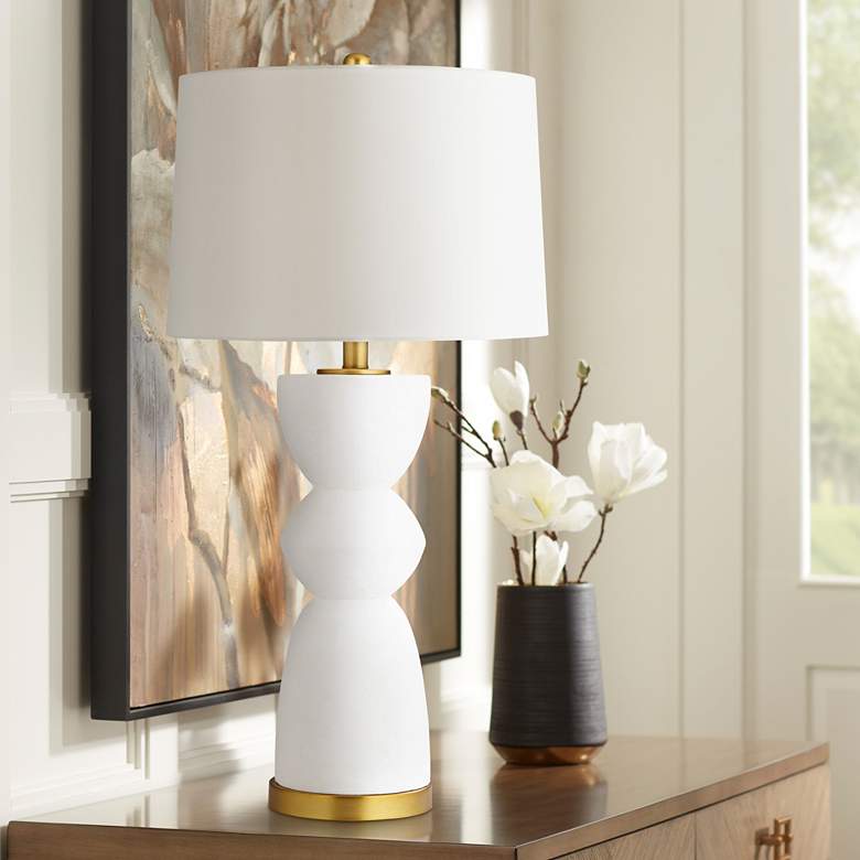 Image 1 360 Lighting Evelyn 29 1/2 inch Matte White and Gold Modern Table Lamp