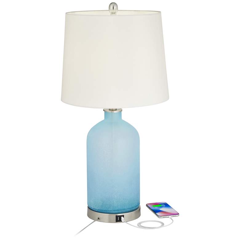 Image 3 360 Lighting Fairlane Blue Glass USB Table Lamps Set of 2 more views