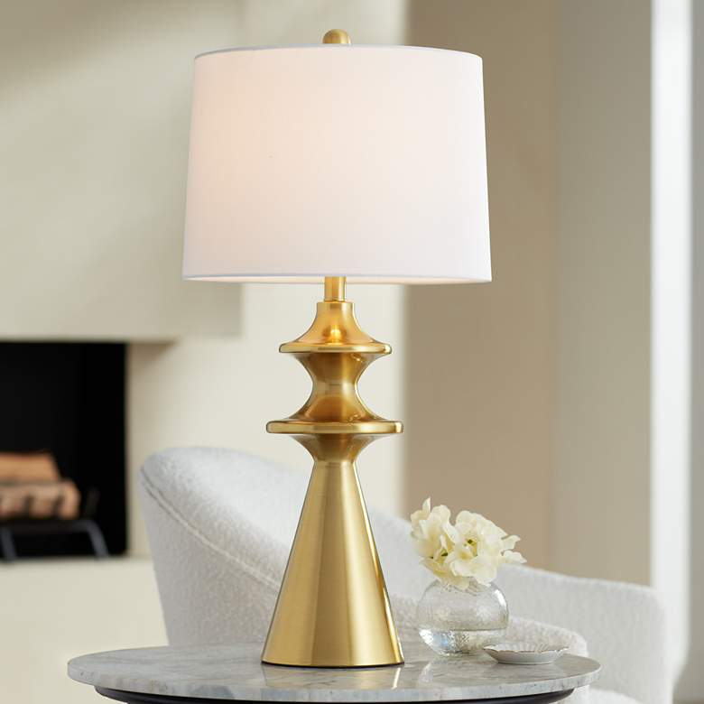 Image 1 360 Lighting Farah 28 3/4 inch High Modern Gold Turned Cone Table Lamp