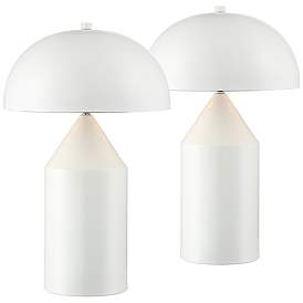 Image2 of 360 Lighting Felix Modern White Dome Mushroom Table Lamps Set of 2