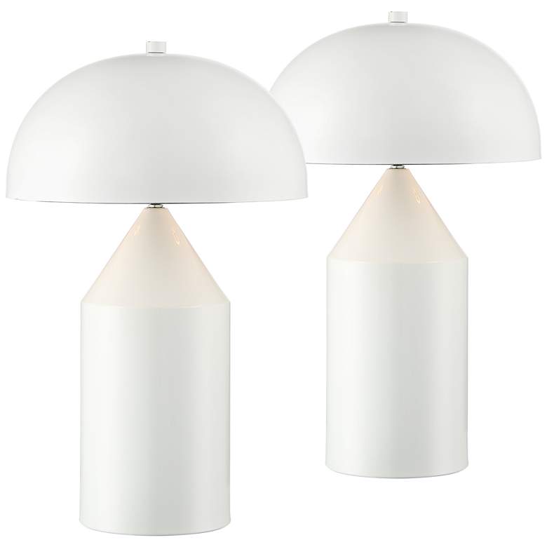 Image 2 360 Lighting Felix Modern White Dome Mushroom Table Lamps Set of 2