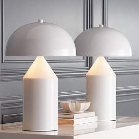 Image1 of 360 Lighting Felix Modern White Dome Mushroom Table Lamps Set of 2