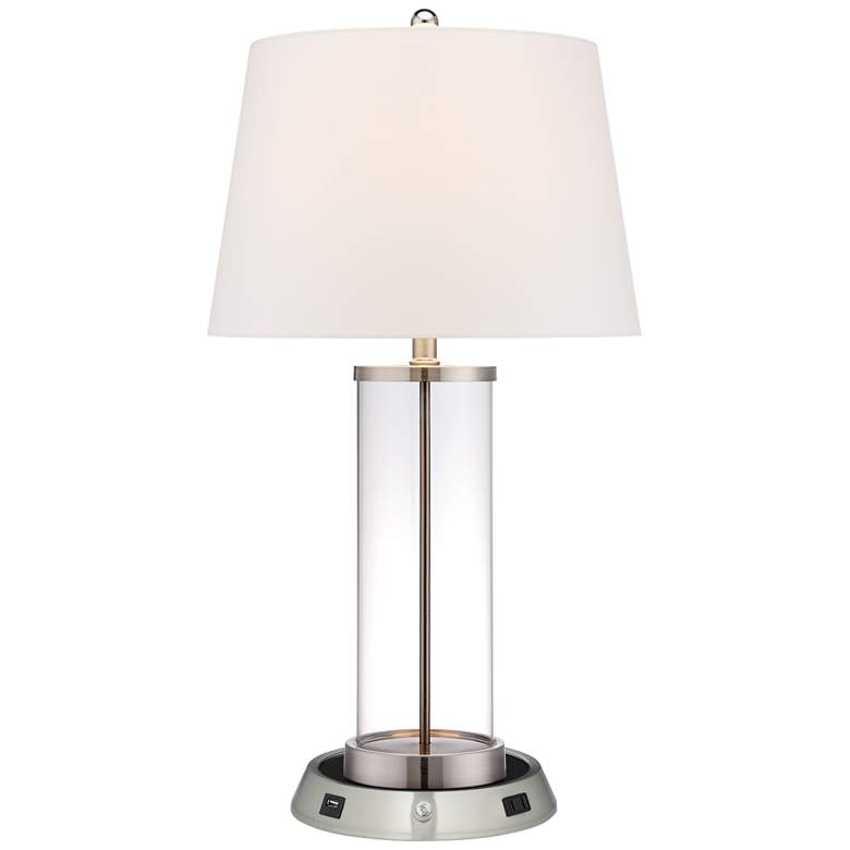 Image 2 360 Lighting Fillable Glass Table Lamp w/ Dimmable USB Workstation Base