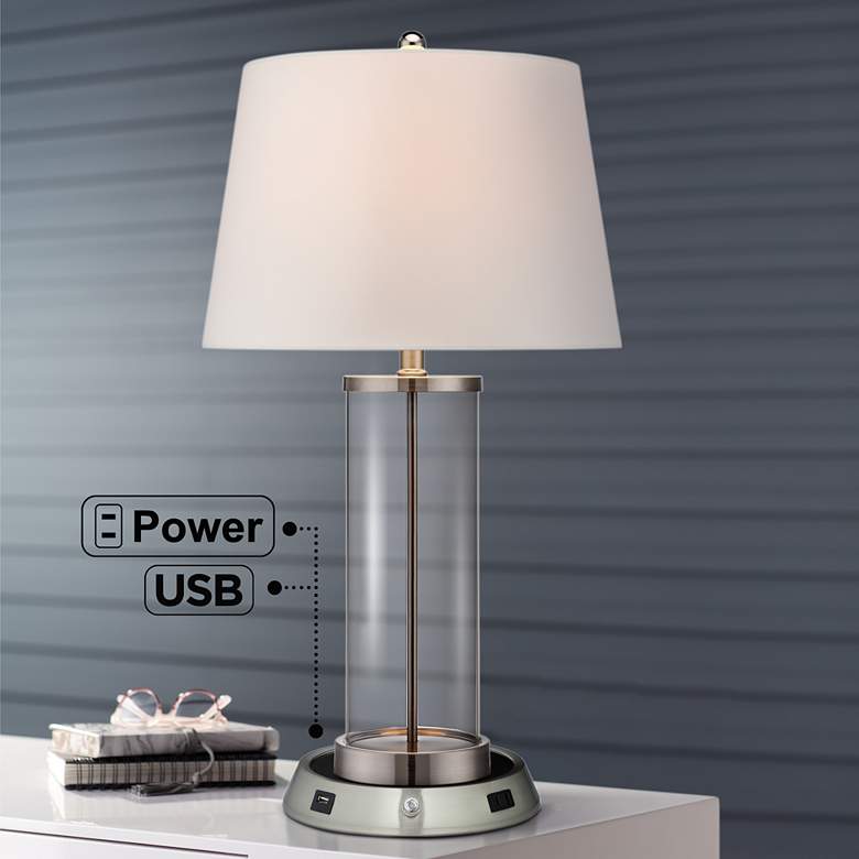 Image 1 360 Lighting Fillable Glass Table Lamp w/ Dimmable USB Workstation Base