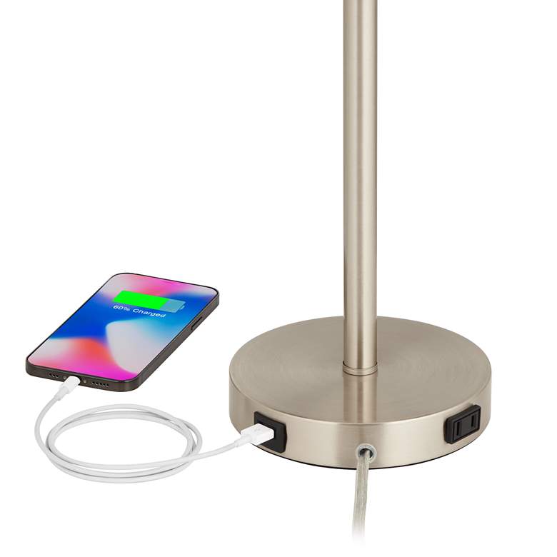 Image 4 360 Lighting Flesner 20" High Brushed Nickel Outlet and USB Table Lamp more views