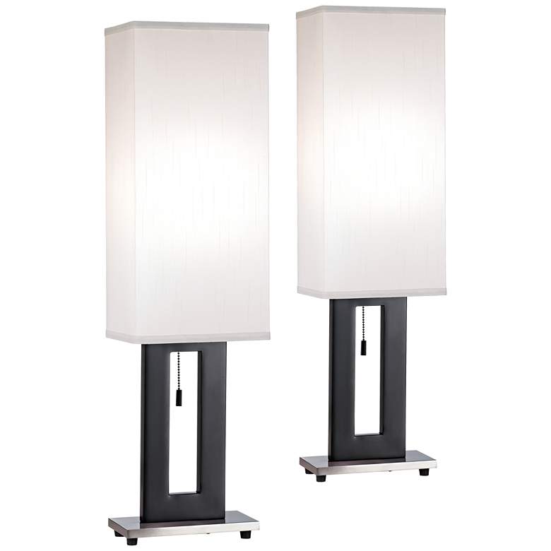 Image 1 360 Lighting Floating Rectangle 30" Nickel Black Modern Lamps Set of 2