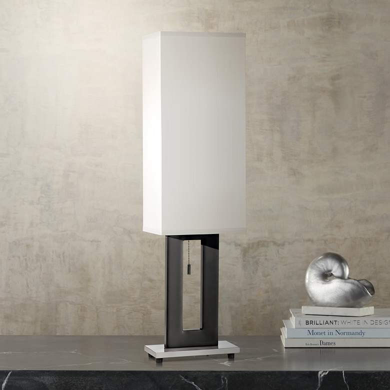 Image 3 360 Lighting Floating Rectangle 30" Nickel Black Modern Lamps Set of 2 more views