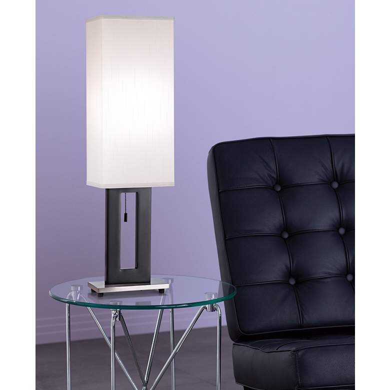 Image 4 360 Lighting Floating Rectangle 30" Nickel Black Modern Lamps Set of 2 more views