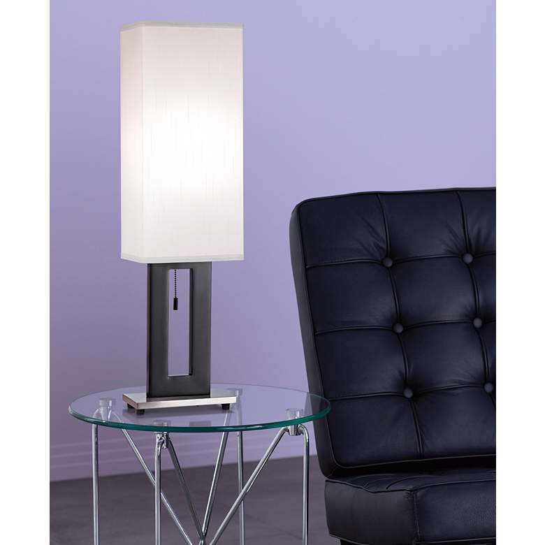 Image 4 360 Lighting Floating Rectangle Nickel and Black Modern Lamps Set of 2 more views