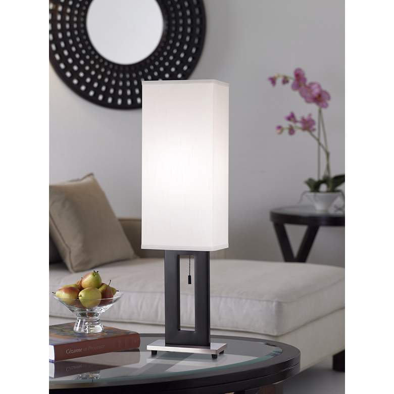 Image 5 360 Lighting Floating Rectangle Nickel and Black Modern Lamps Set of 2 more views