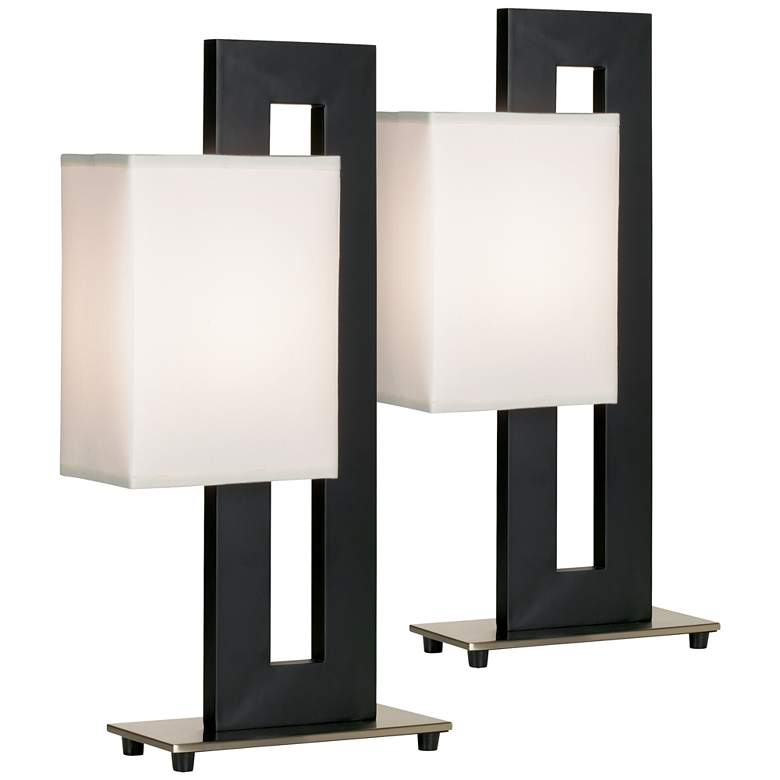 Image 1 360 Lighting Floating Square Black Finish Modern Table Lamps Set of 2