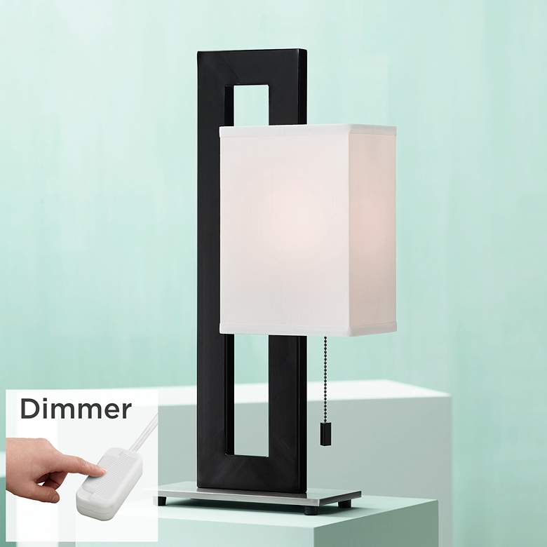 Image 1 360 Lighting Floating Square Black Modern Table Lamp with Table Top Dimmer