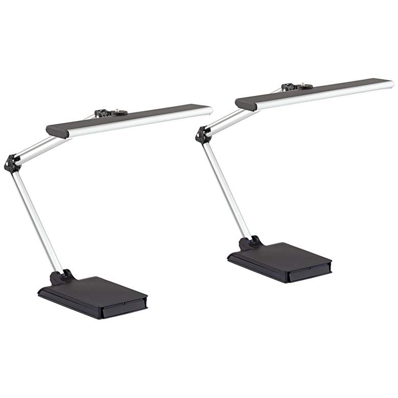 Image 2 360 Lighting Flynn Black Silver Adjustable LED USB Desk Lamps Set of 2