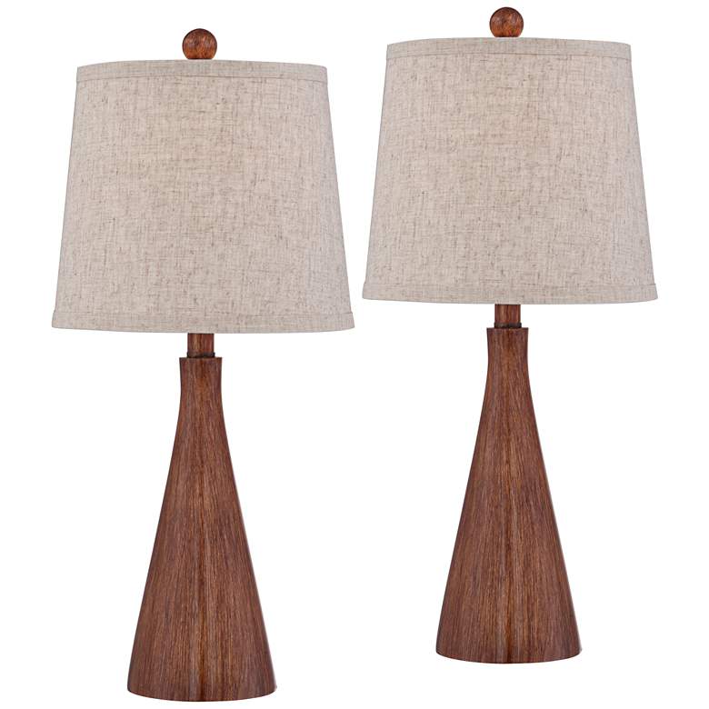 Image 2 360 Lighting Fraiser Modern Cone Faux Wood Table Lamps Set of 2