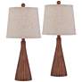 360 Lighting Fraiser Modern Cone Faux Wood Table Lamps Set of 2