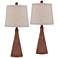360 Lighting Fraiser Modern Cone Faux Wood Table Lamps Set of 2