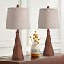 360 Lighting Fraiser Modern Cone Faux Wood Table Lamps Set of 2