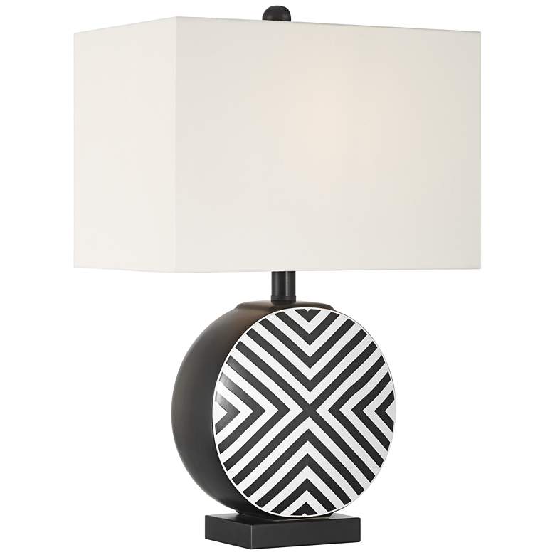 Image 2 360 Lighting Fraser 21 1/2" Black and White Ceramic Disc Table Lamp