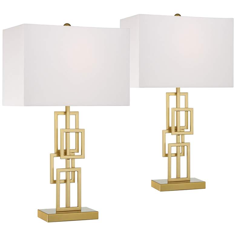 Image 2 360 Lighting Gale 26" Golden Grid Open Base Table Lamps Set of 2