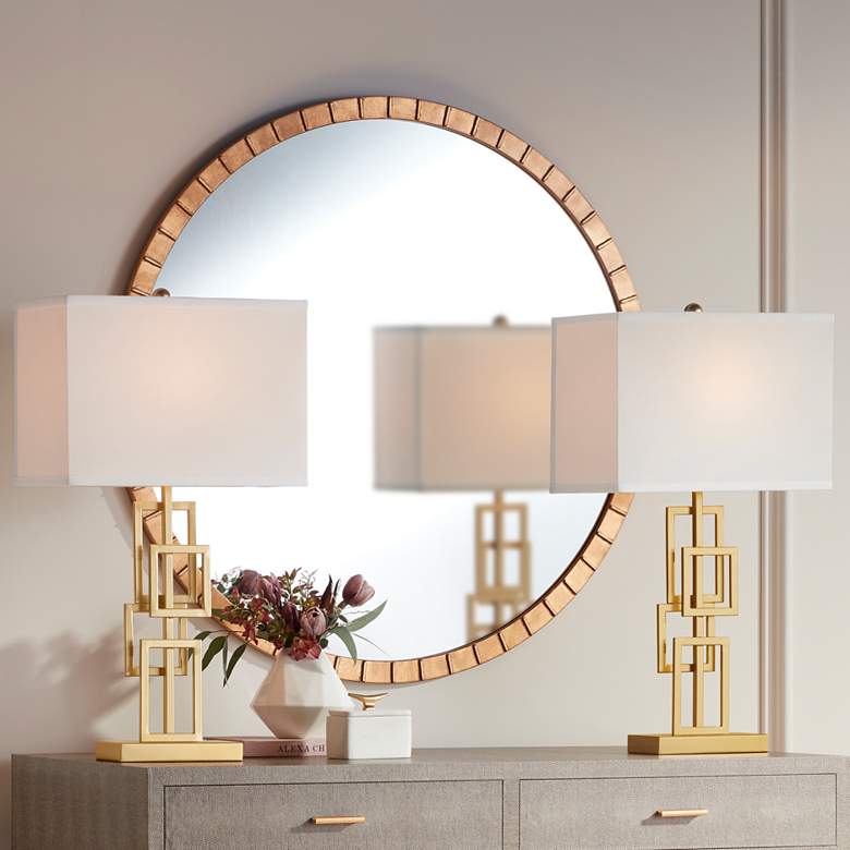 Image 1 360 Lighting Gale 26" Golden Grid Open Base Table Lamps Set of 2