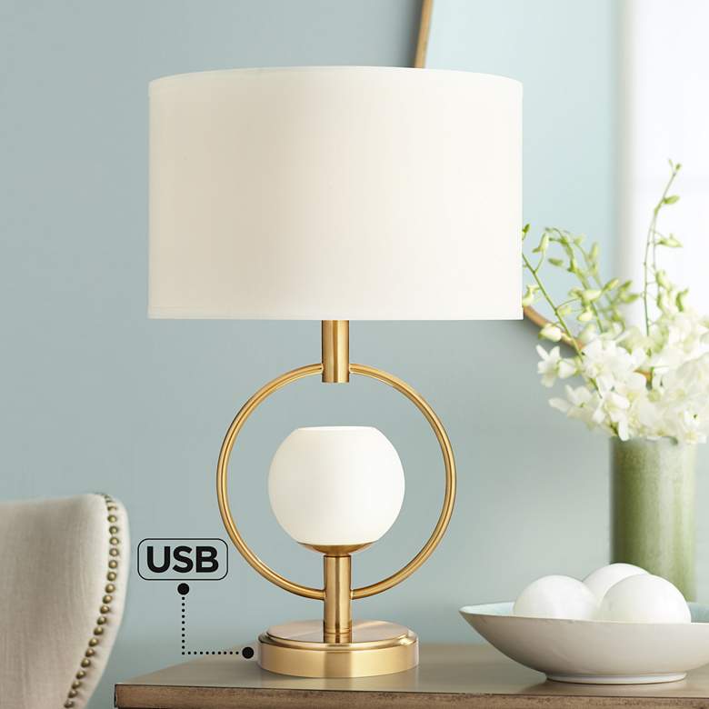 Image 1 360 Lighting Galena 25 inch Modern Ring Luxe Night Light USB Table Lamp