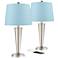 360 Lighting Geoff 26" Blue and Nickel USB Table Lamps Set of 2