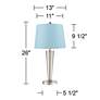 360 Lighting Geoff 26" Blue and Nickel USB Table Lamps Set of 2