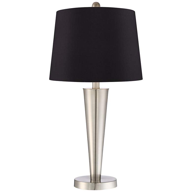 Image 4 360 Lighting Geoff Brushed Nickel USB Black Shade Table Lamps Set of 2 more views