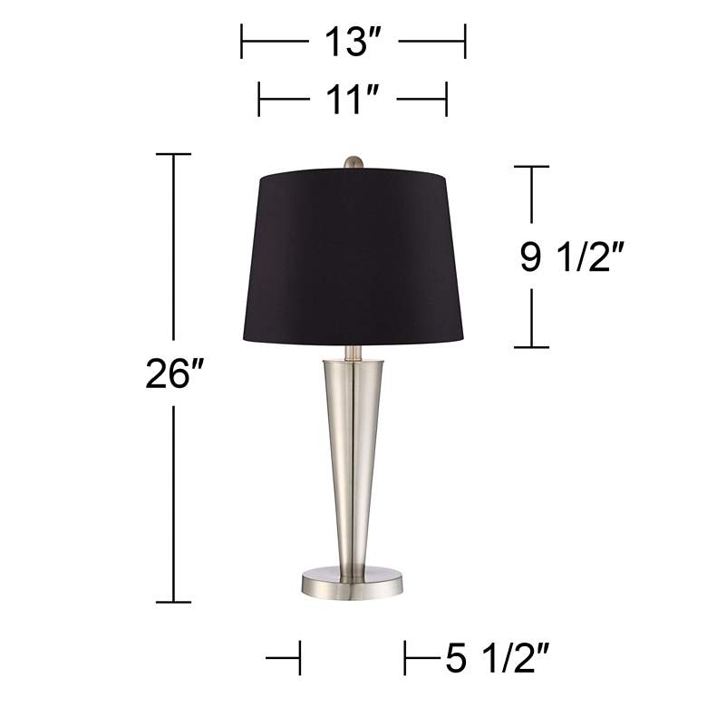 Image 5 360 Lighting Geoff Brushed Nickel USB Black Shade Table Lamps Set of 2 more views