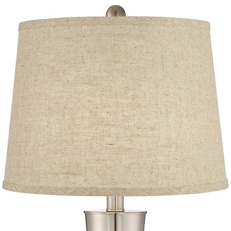 Image 2 360 Lighting Geoff Brushed Nickel USB Burlap Linen Table Lamps Set of 2 more views