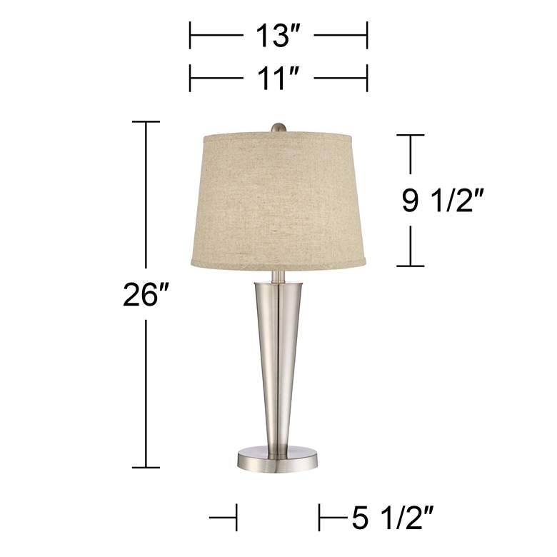 Image 5 360 Lighting Geoff Brushed Nickel USB Burlap Linen Table Lamps Set of 2 more views